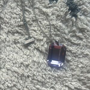 Victoria's Secret Purple and Silver Necklace with Amethyst Pendant